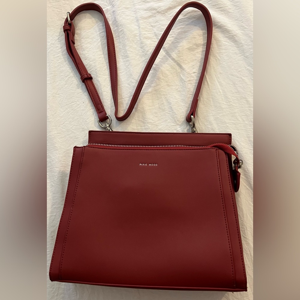 Pixie Mood Carrie Style Maroon 11 x 9 Inch Soft Vegan Leather Everyday Crossbody